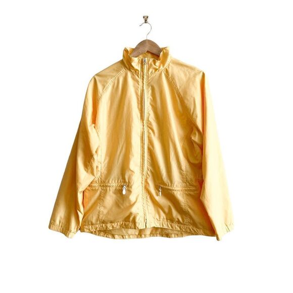 Eddie Bauer Womens Windbreaker Jacket Full Zip Mock Neck Packable Yellow Large - Picture 1 of 7